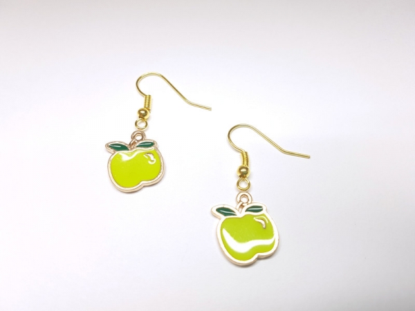 Apfel Ohrringe goldfarben grün